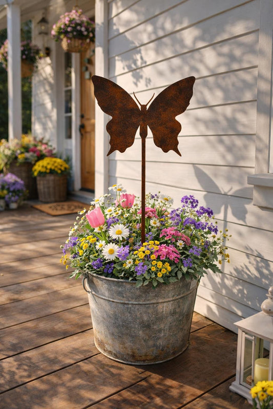 Butterfly Metal Garden Stake | Handmade Steel Garden Art