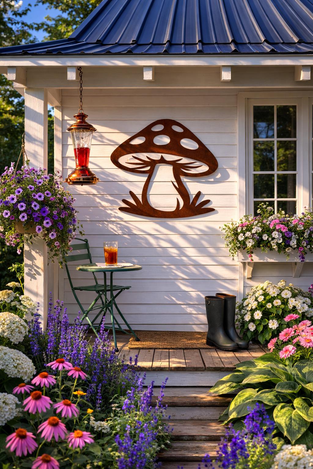 Twilight Toadstool Silhouette – Rustic Steel Garden Wall Art