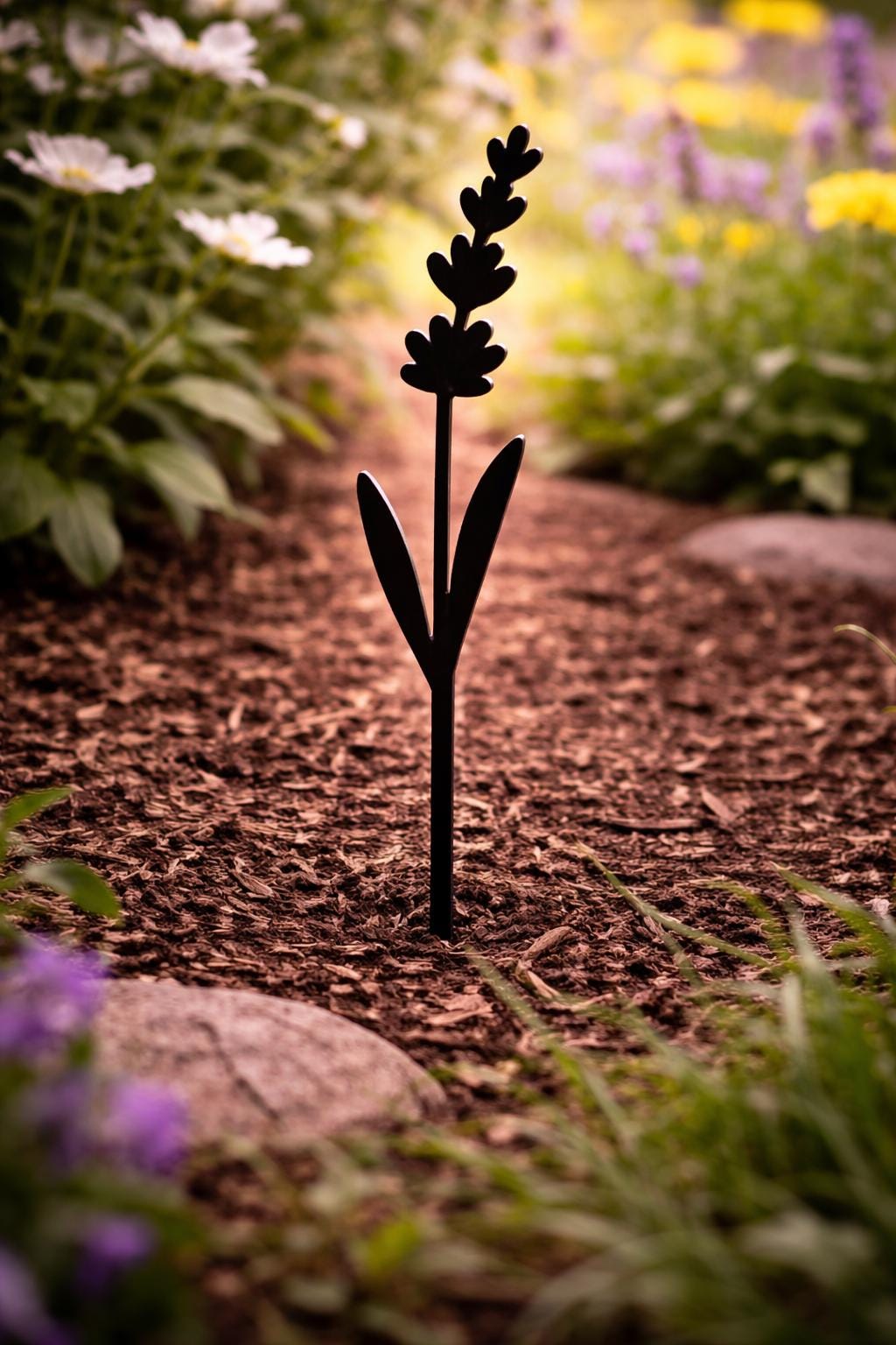 Wildflower Stem Metal Garden Stake | Handmade Steel Garden Art