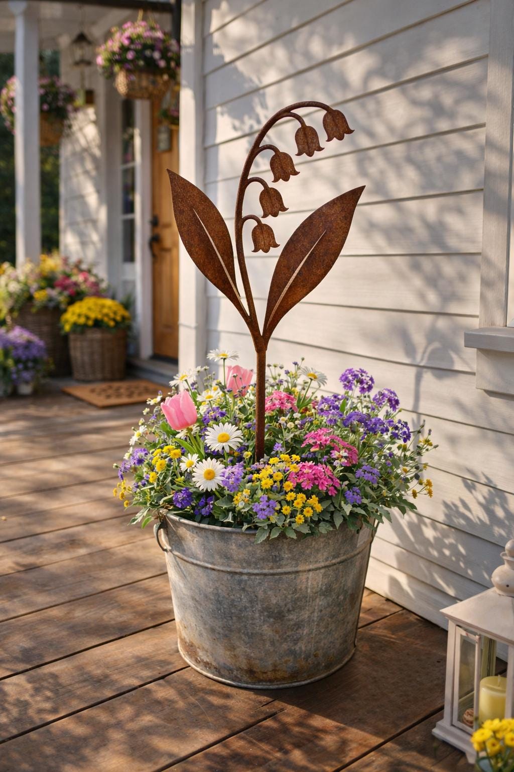 Lily of the Valley Metal Garden Stake | Handmade Steel Garden Art