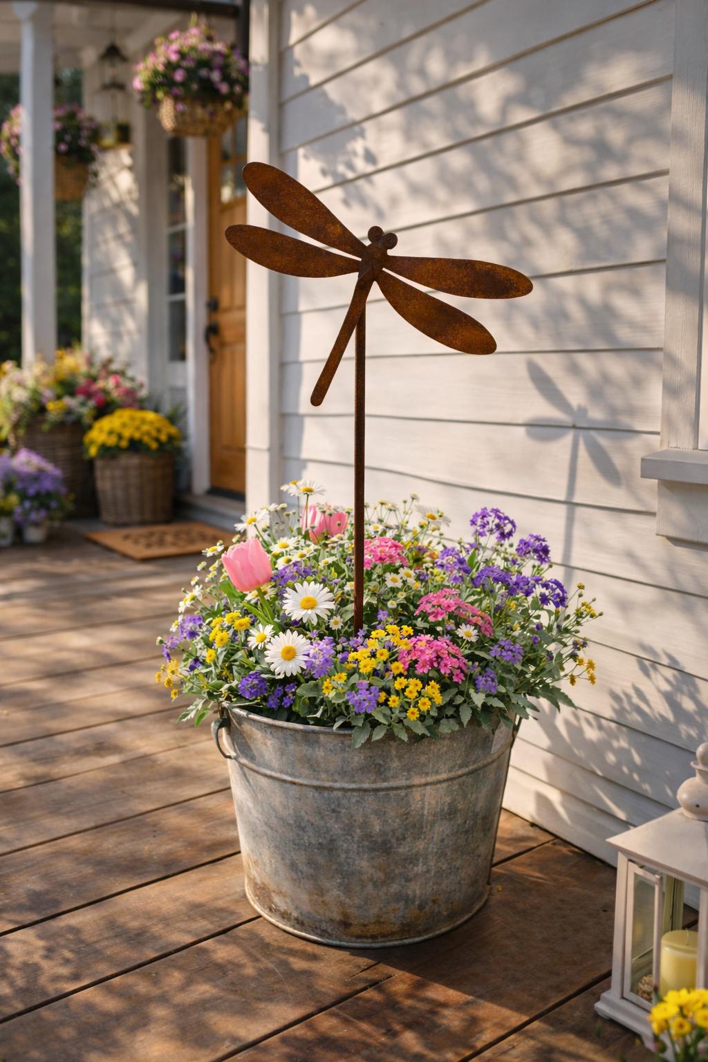 Dragonfly Metal Garden Stake | Handmade Steel Garden Art