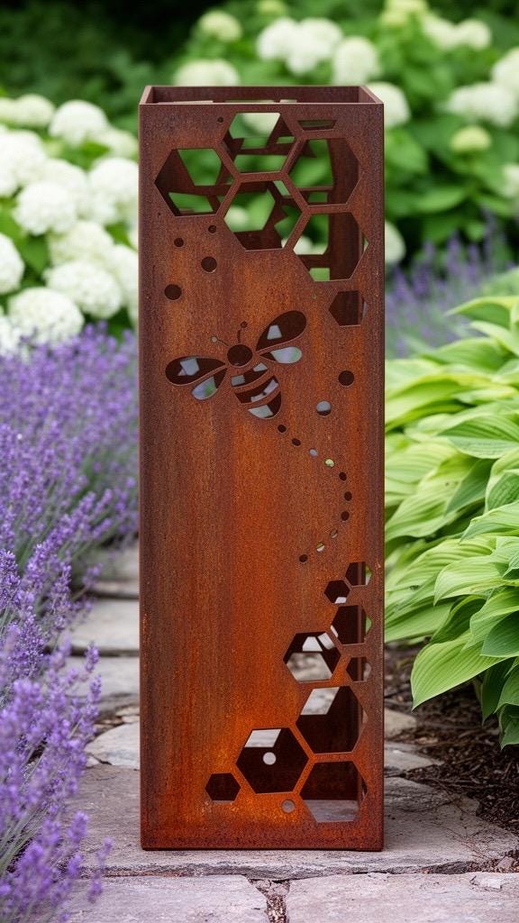 Honeycomb Drift – 18” Bumblebee Garden Column