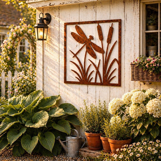 Dragonfly Wall Art | Cottage Farmhouse Botanical Garden & Yard Decor