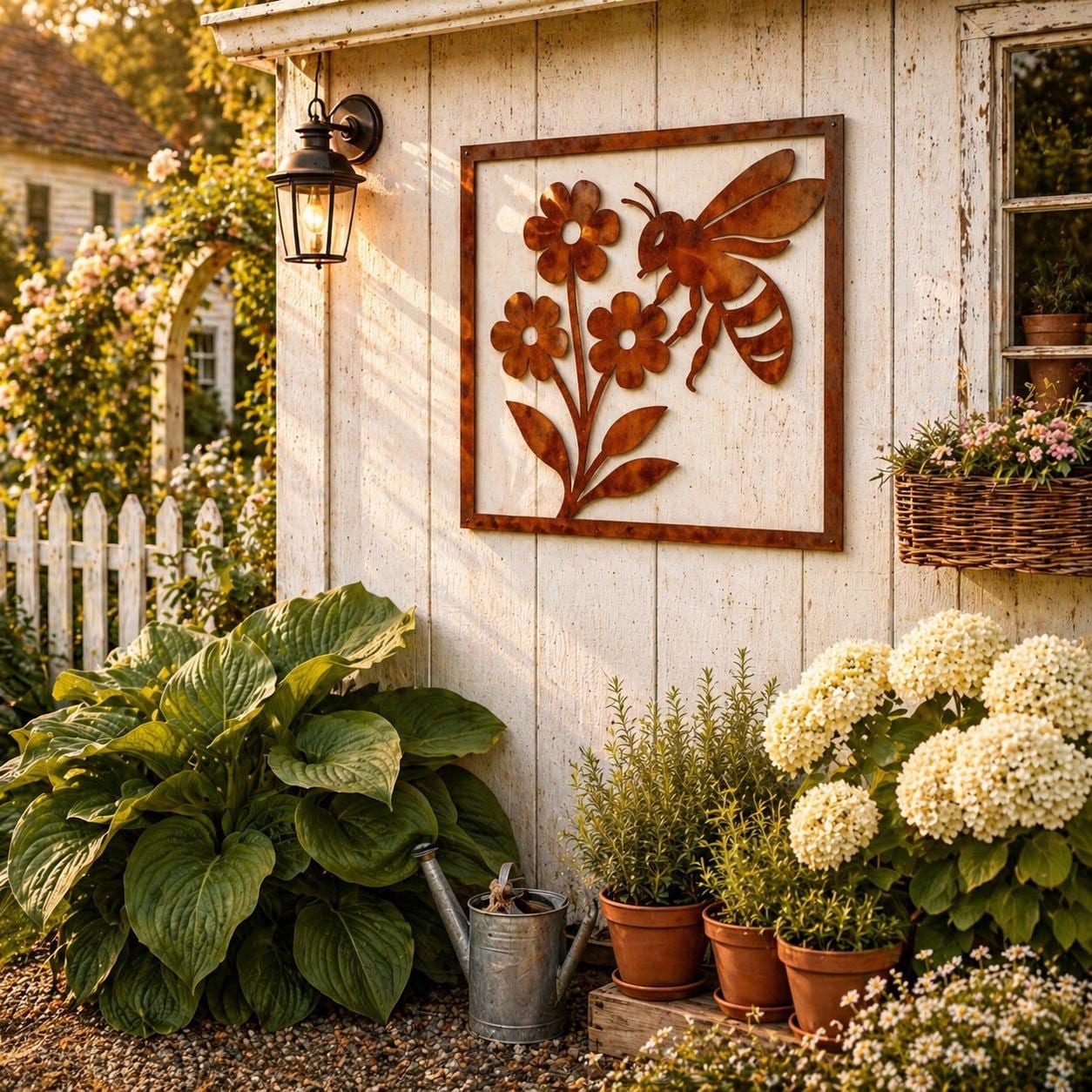 Bee and Floral Wall Art | Cottage Farmhouse Garden & Yard Decor