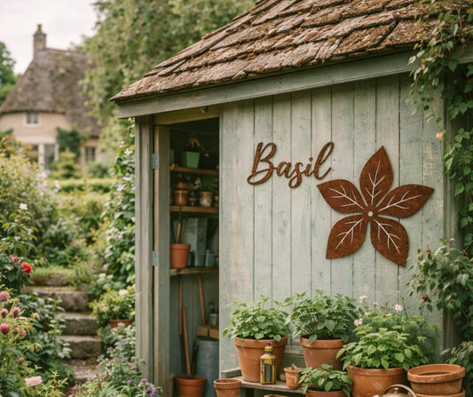 Basil Herb Mini Metal Sign Bundle | Farmhouse Kitchen Wall Decor | Rustic Herb Garden Art | Cottage Pantry Accent
