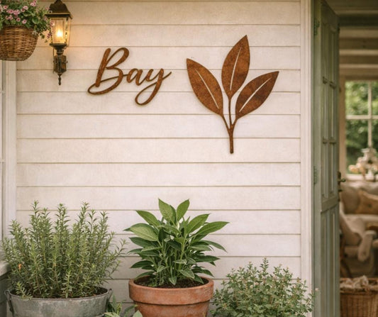 Bay Herb Mini Metal Sign Bundle | Farmhouse Kitchen Wall Decor | Rustic Herb Garden Art | Cottage Pantry Accent