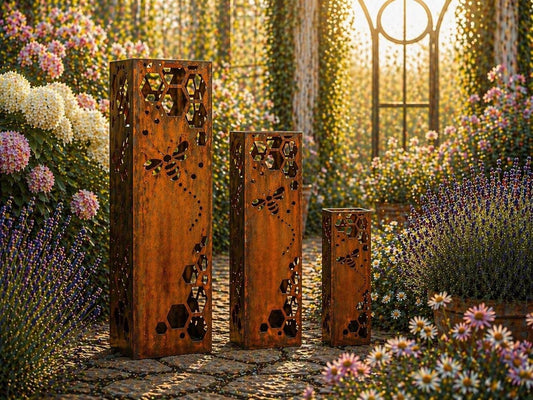 The Honeycomb Garden Collection – 12”, 18” & 24” Bumblebee Column Set