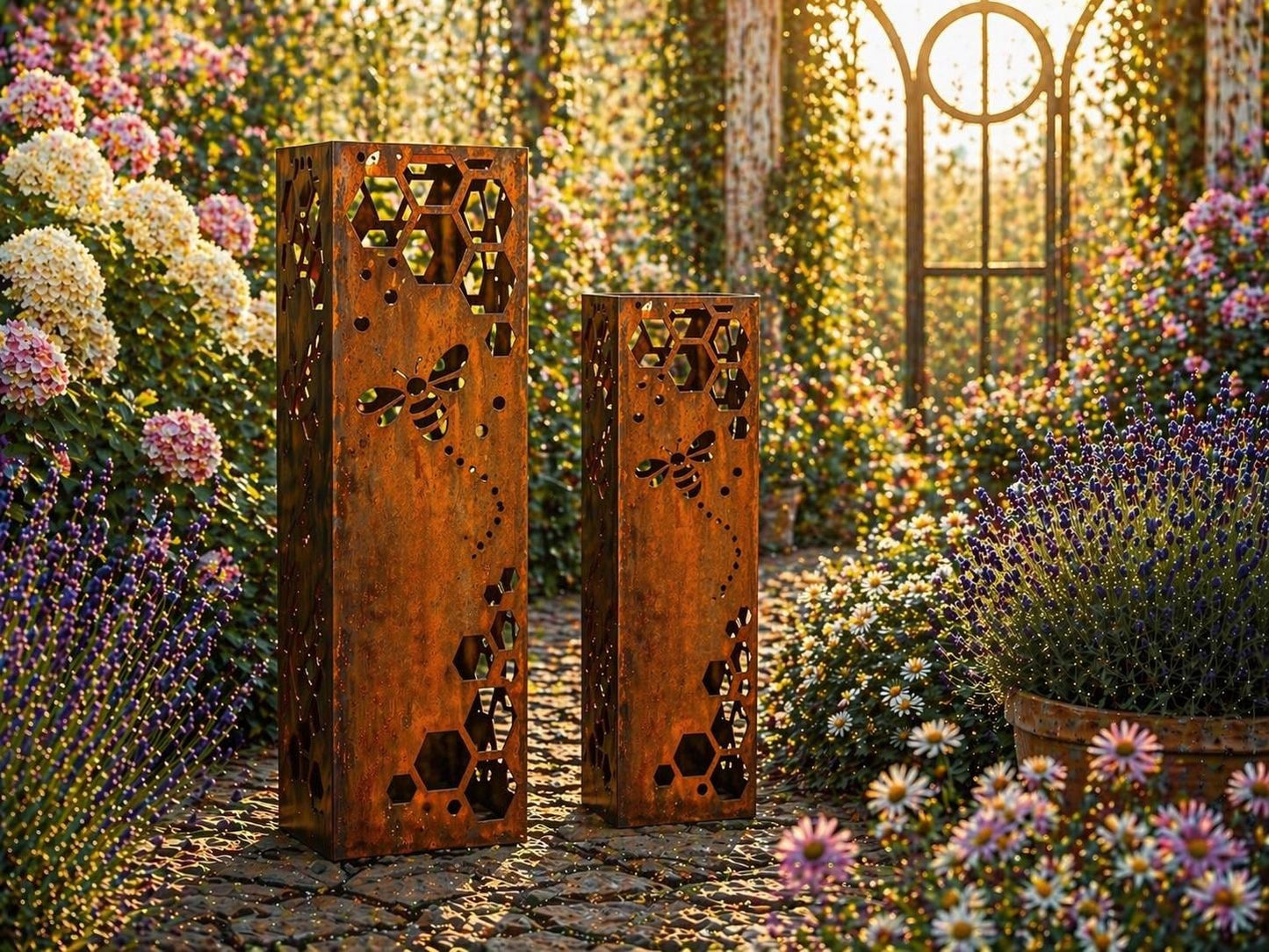Honeyed Rhythm Pair – 18” & 24” Bumblebee Column Set