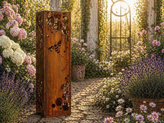The Honeycomb Haven – 24” Bumblebee Garden Column