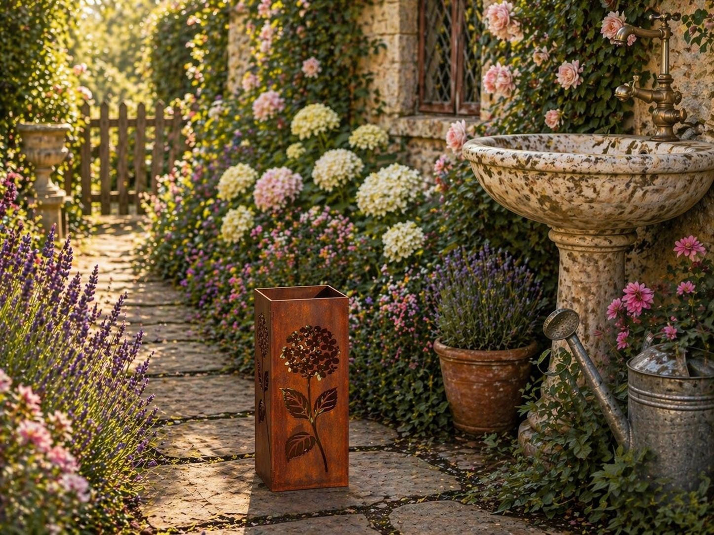Hydrangea Garden Duo – 12” & 18” Layered Column Set