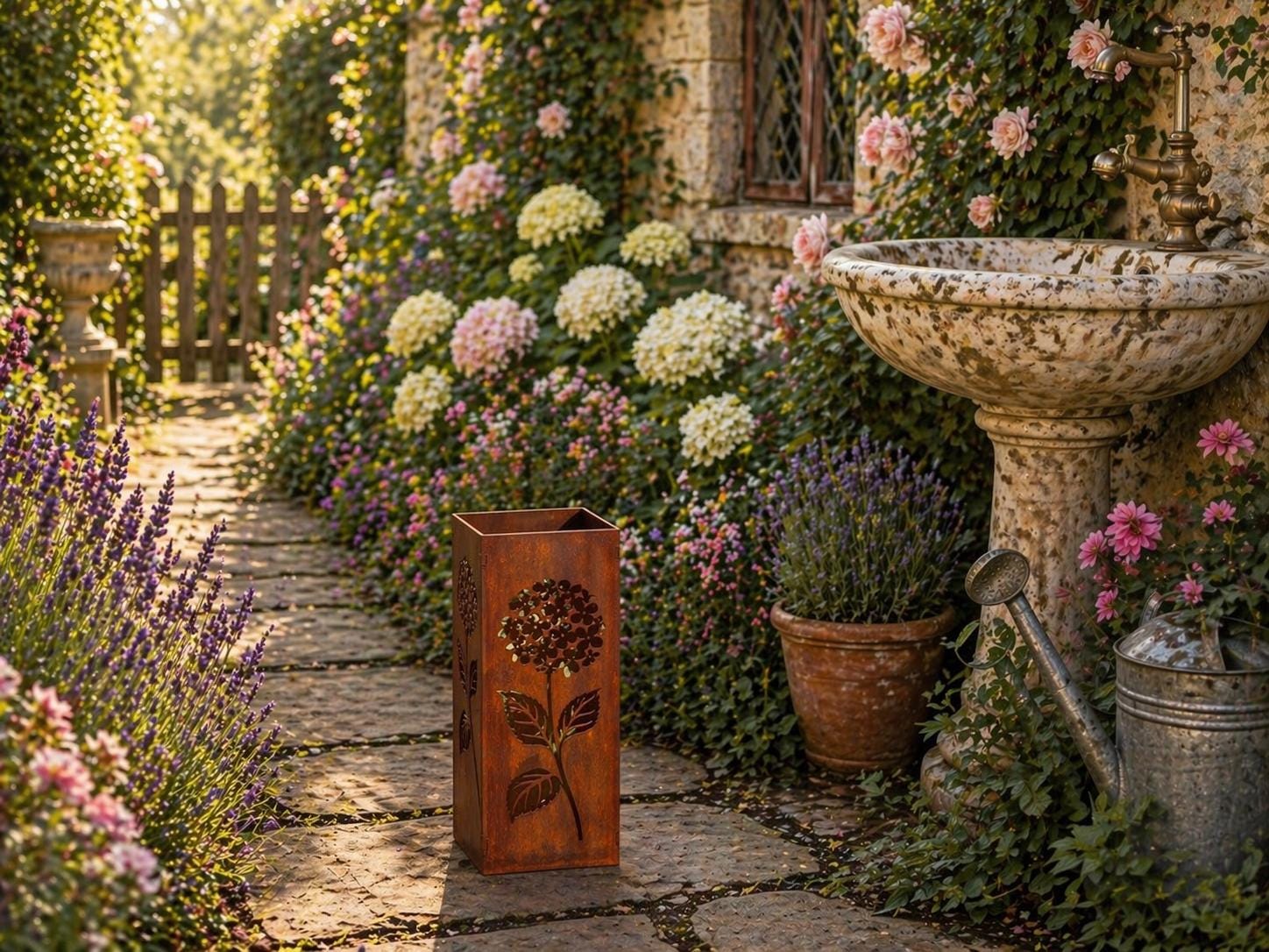 Hydrangea Garden Duo – 12” & 18” Layered Column Set
