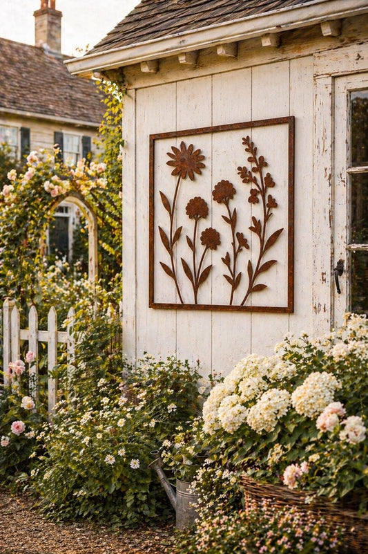 Floral Wall Art | Cottage Farmhouse Garden & Yard Decor