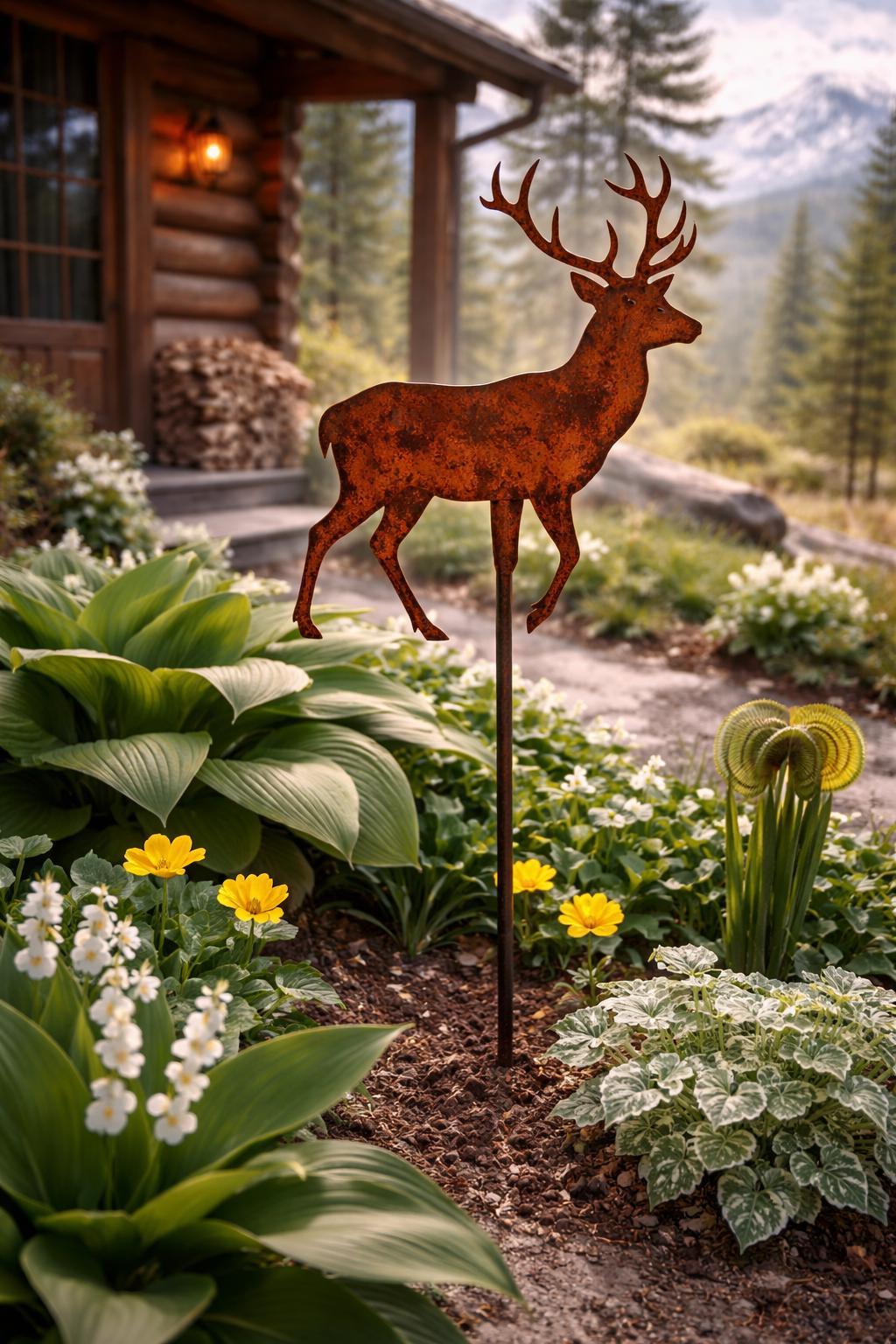 Deer Garden Stake | Metal Deer Yard Art | Rusted Deer Silhouette | Hunting Gift | Rustic Cabin Decor | Wildlife Garden Decor