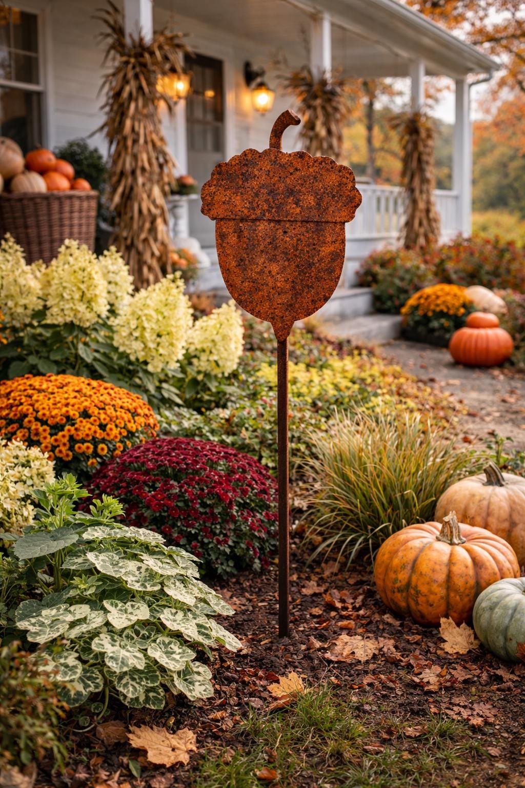 Acorn Garden Stake | Fall Garden Decor | Rustic Autumn Yard Art | Woodland Garden Stake | Cottage Garden Decor | Nature Lover Gift