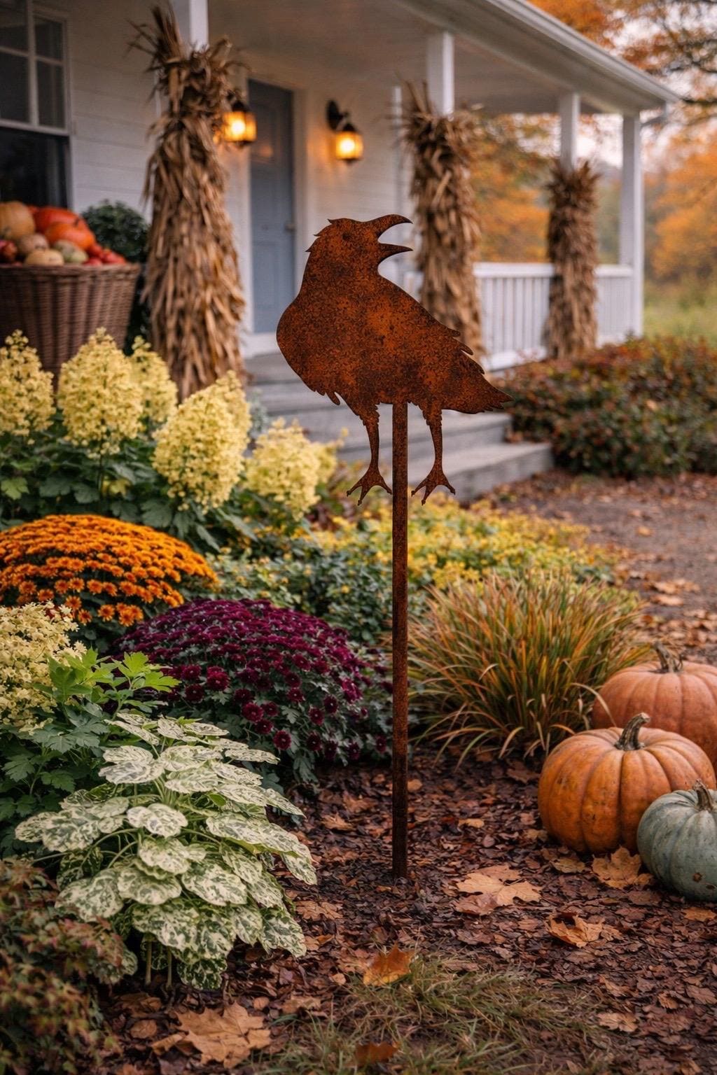 Crow Garden Stake | Raven Garden Decor | Metal Bird Yard Art | Gothic Garden Decor | Halloween Garden Stake | Witchy Outdoor Decor