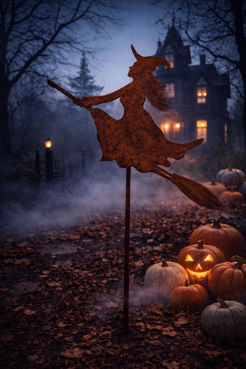 Witch Garden Stake | Halloween Garden Decor | Witchy Outdoor Decor | Metal Witch Yard Art | Gothic Garden Decor | Spooky Garden Stake