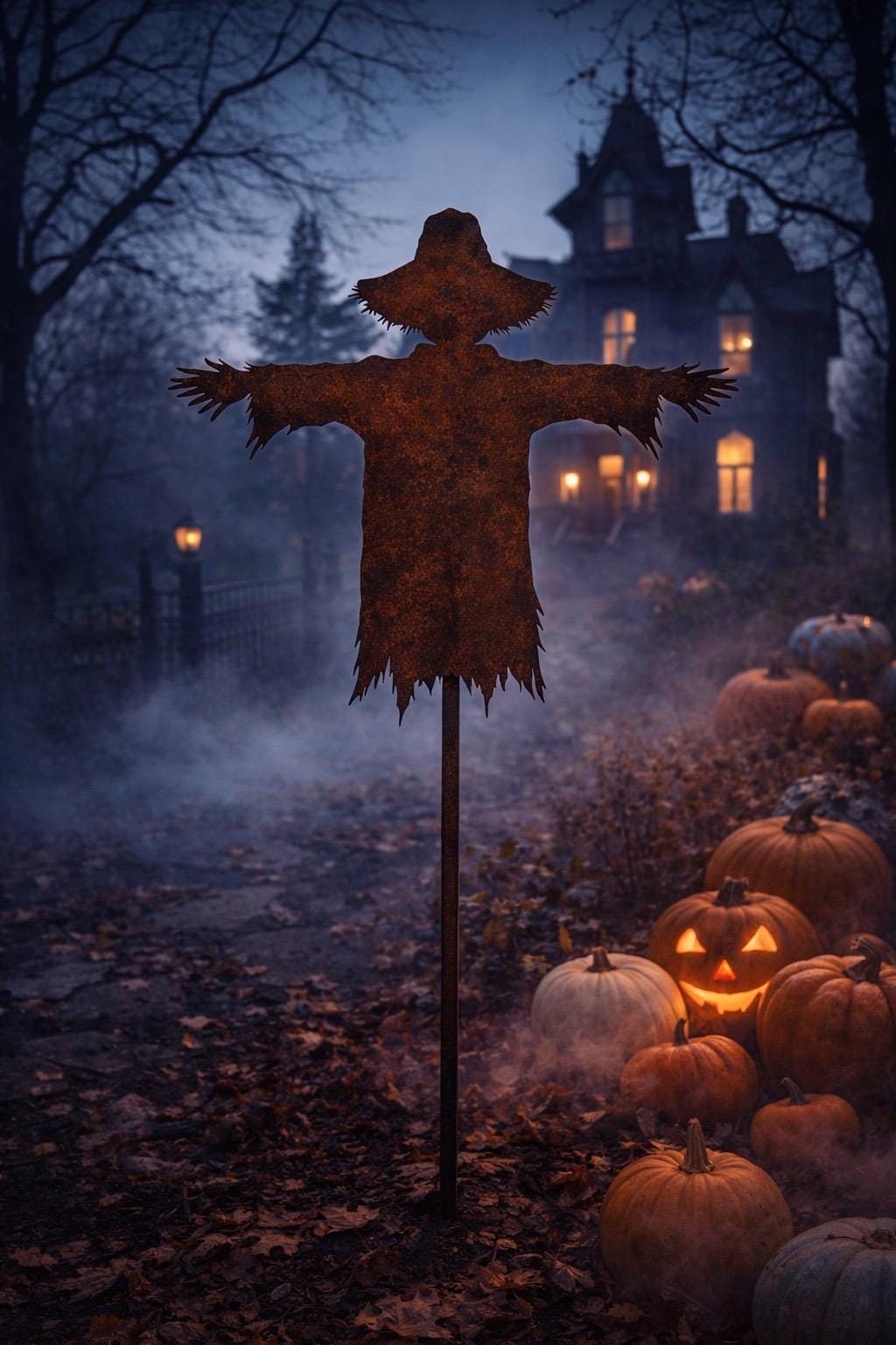 Scarecrow Garden Stake | Halloween Garden Decor | Rustic Fall Yard Art | Metal Scarecrow Decor | Autumn Garden Stake | Farmhouse Decor