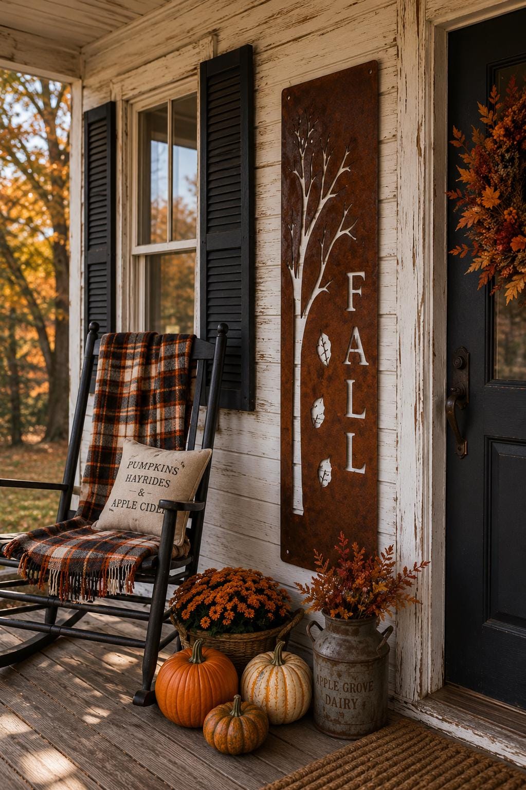 Fall Porch Leaner | Autumn Metal Welcome Sign | Rustic Farmhouse Fall Decor | Harvest Porch Sign | Pumpkin Season Wall Art | Metal Fall Sign