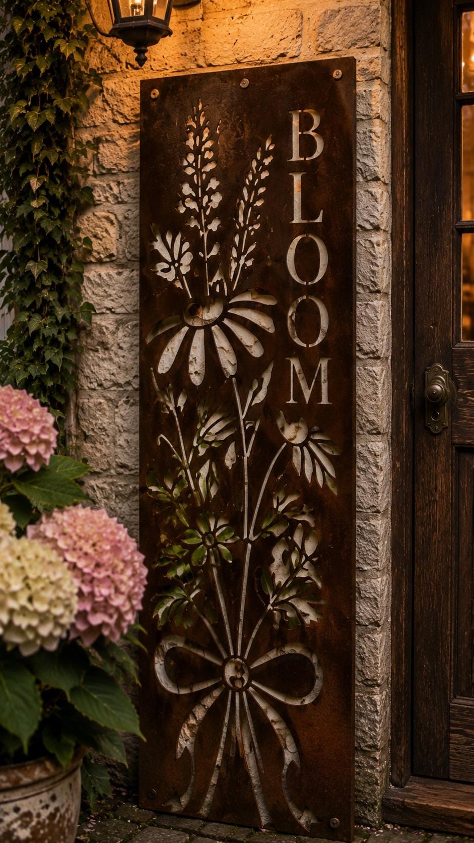 Bloom Wildflower Sign | Cottage Garden Metal Sign | Floral Garden Decor | Rusted Garden Art | Flower Lover Gift | Hang OR Lean Outdoor Sign