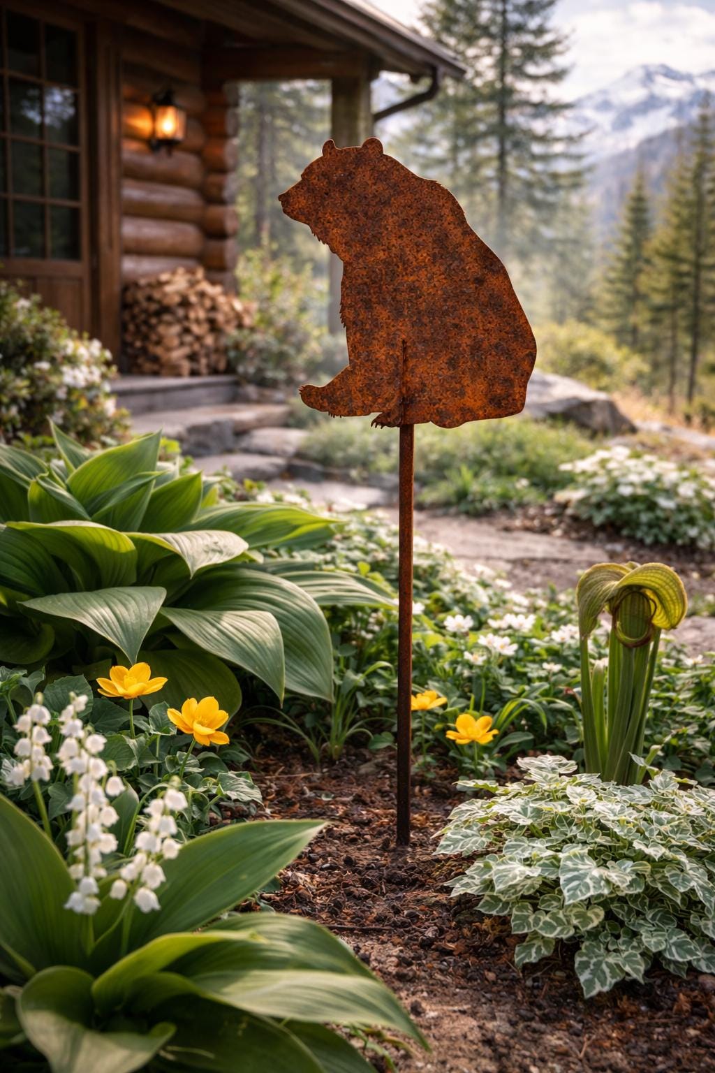 Bear Garden Stake | Metal Bear Yard Art | Rustic Cabin Decor | Woodland Garden Decor | Wildlife Garden Stake | Bear Lover Gift