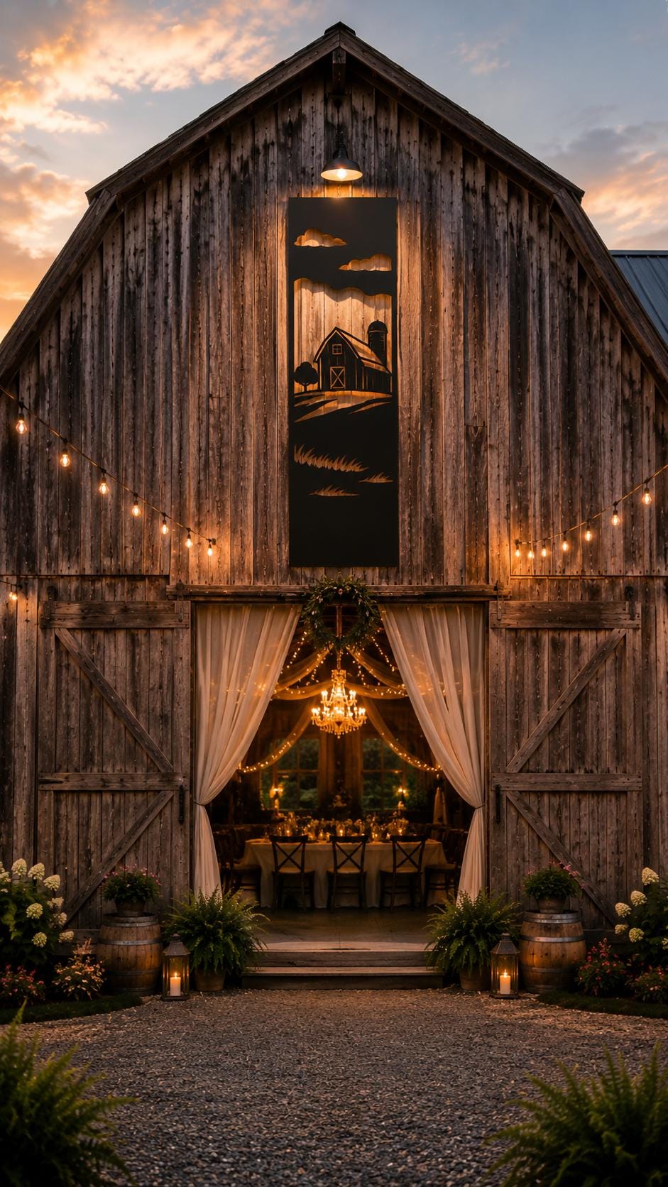 Farmhouse Metal Wall Art | Rustic Barn Scene Wall Decor | Country Farm Metal Art | Barn Landscape Panel | Farmhouse Porch Decor