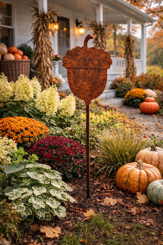 Acorn Garden Stake | Fall Garden Decor | Rustic Autumn Yard Art | Woodland Garden Stake | Cottage Garden Decor | Nature Lover Gift