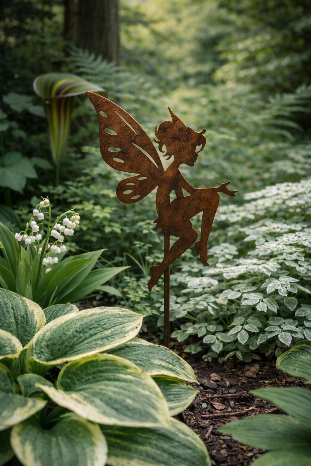 Whimsical Fairy Metal Garden Stake | Handmade Steel Garden Art