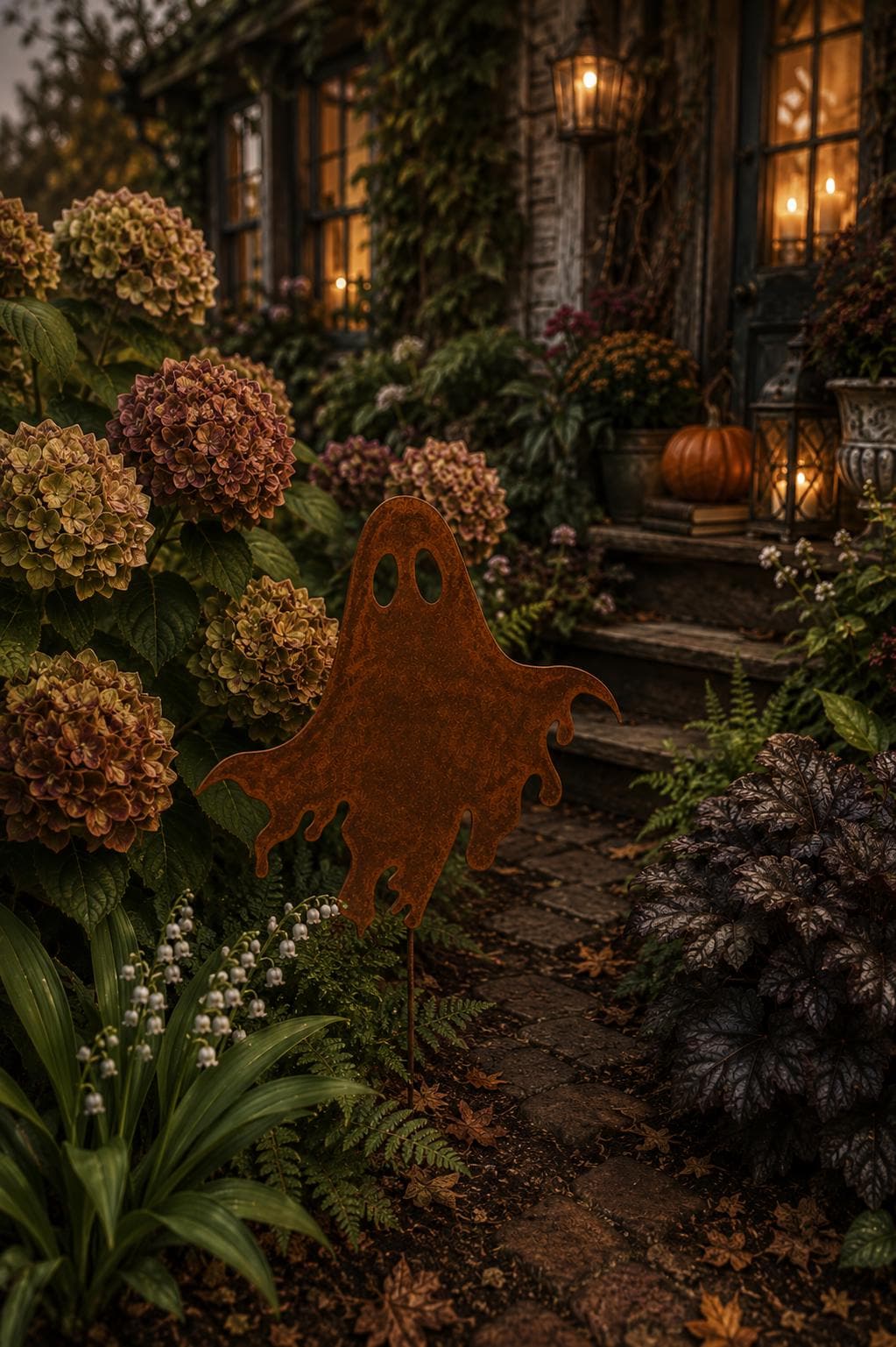 Ghost Metal Garden Stake | Handmade Steel Halloween Garden Art