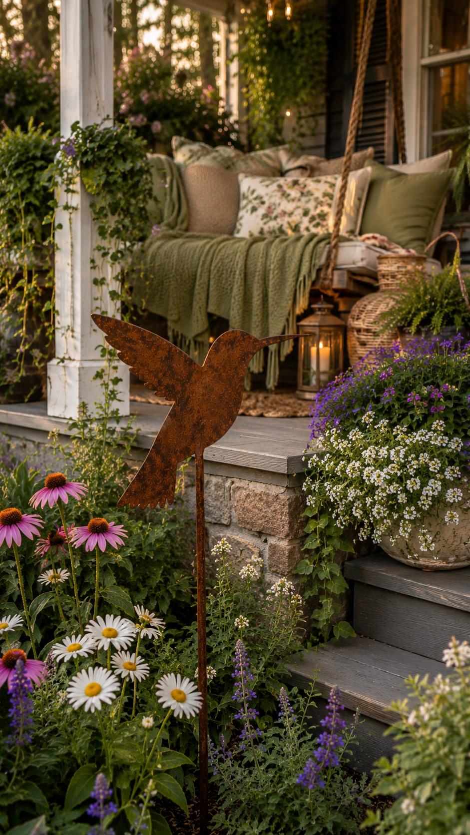 Hummingbird Metal Garden Stake | Handmade Steel Garden Art