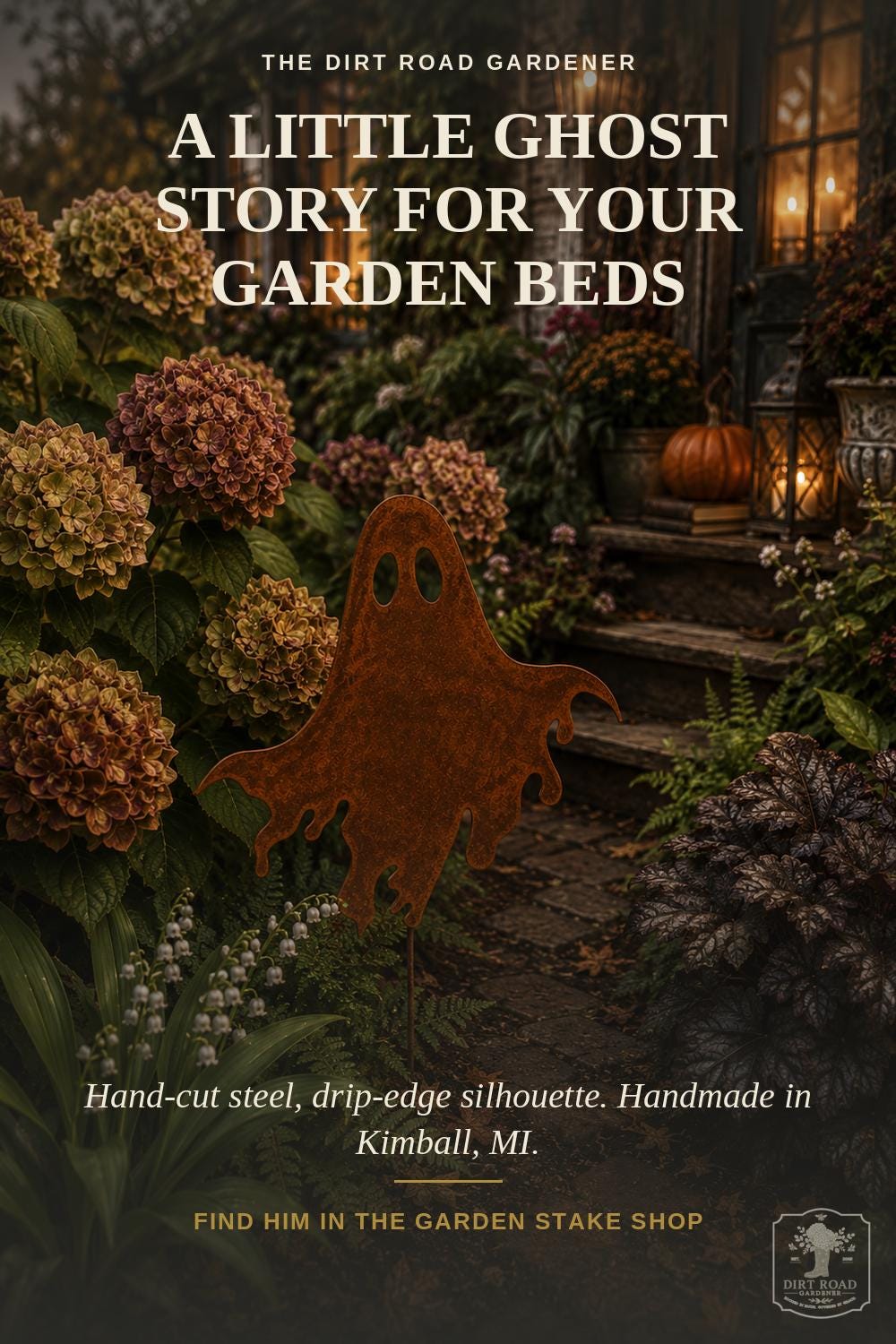 Ghost Metal Garden Stake | Handmade Steel Halloween Garden Art