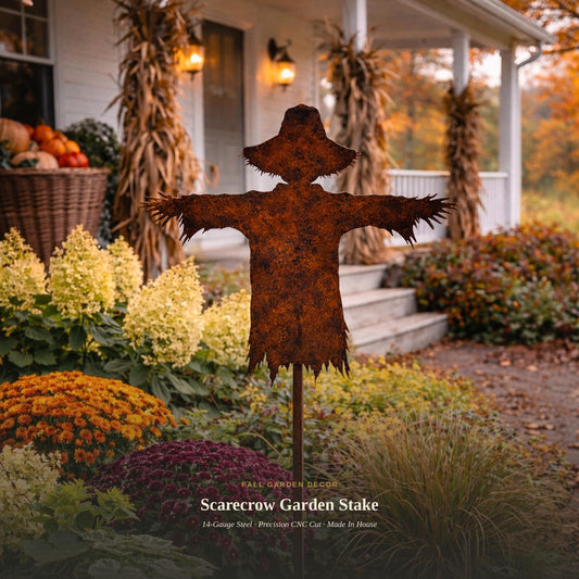 Scarecrow Garden Stake | Fall Garden Decor | Rustic Autumn Yard Art | Harvest Garden Decor | Farmhouse Outdoor Decor | Halloween Garden Stak