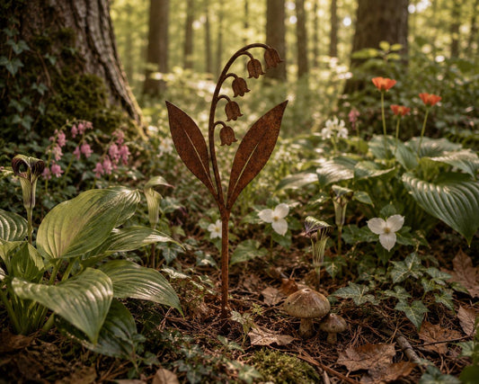 Lily of the Valley Metal Garden Stake | Handmade Steel Garden Art