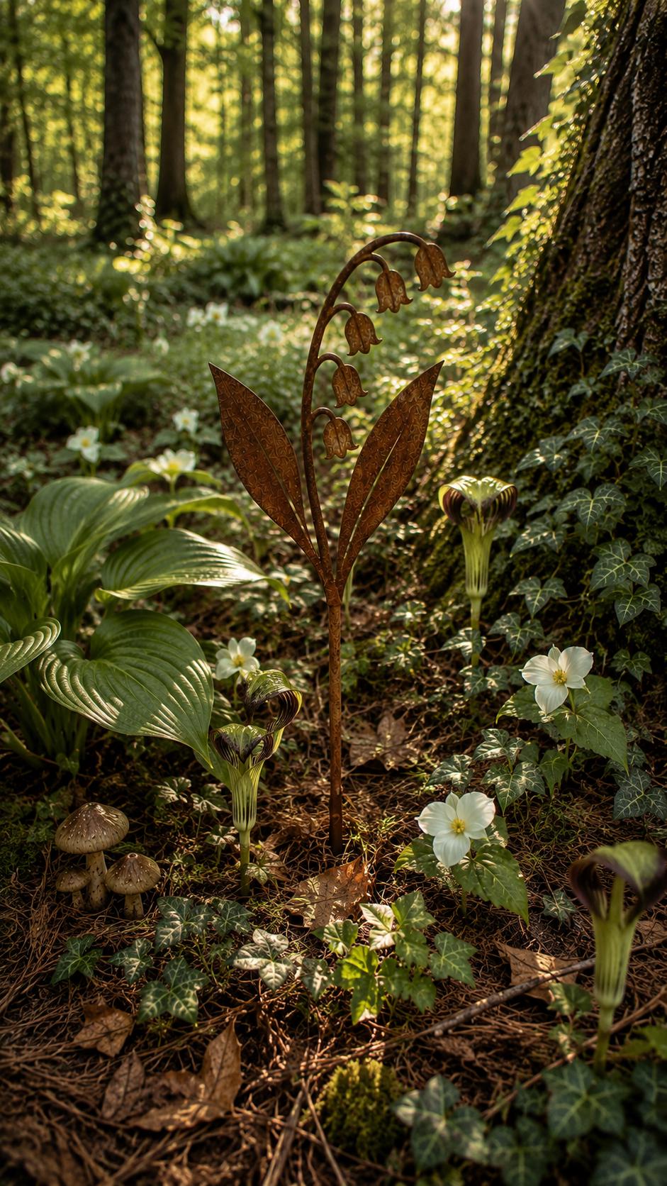 Lily of the Valley Metal Garden Stake | Handmade Steel Garden Art