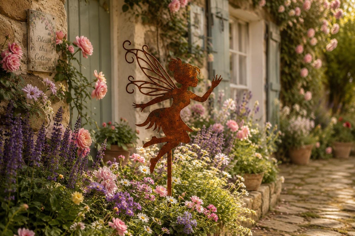 Dancing Fairy Metal Garden Stake | Handmade Steel Garden Art