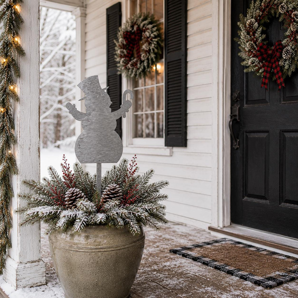 Snowman Garden Stake | Winter Garden Decor | Christmas Yard Art | Metal Snowman Stake | Holiday Outdoor Decoration | Winter Landscaping Art