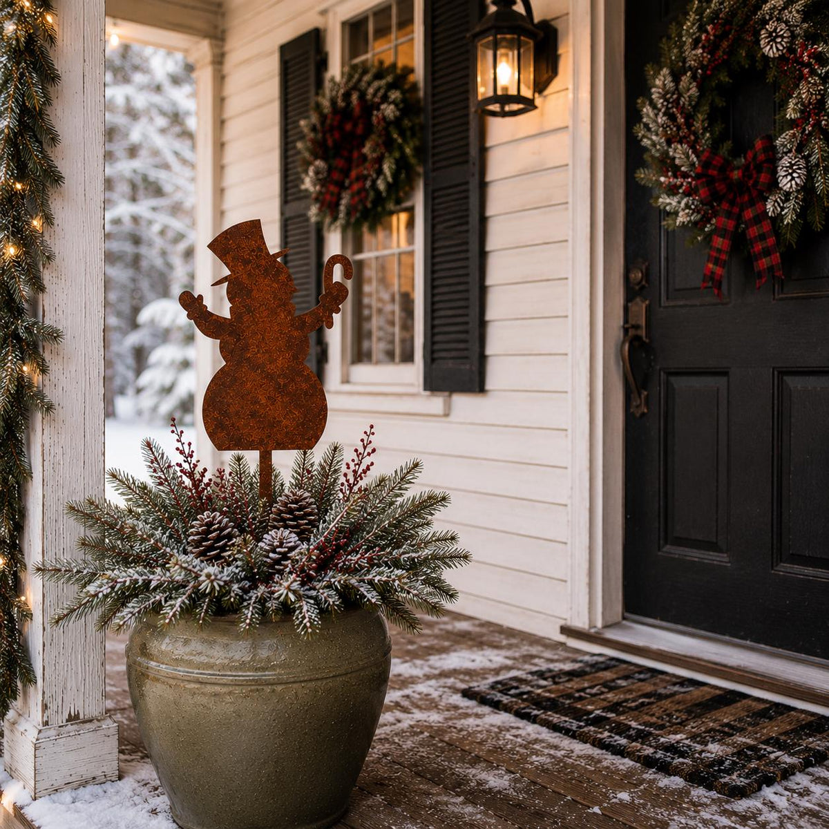 Snowman Garden Stake | Winter Garden Decor | Christmas Yard Art | Metal Snowman Stake | Holiday Outdoor Decoration | Winter Landscaping Art
