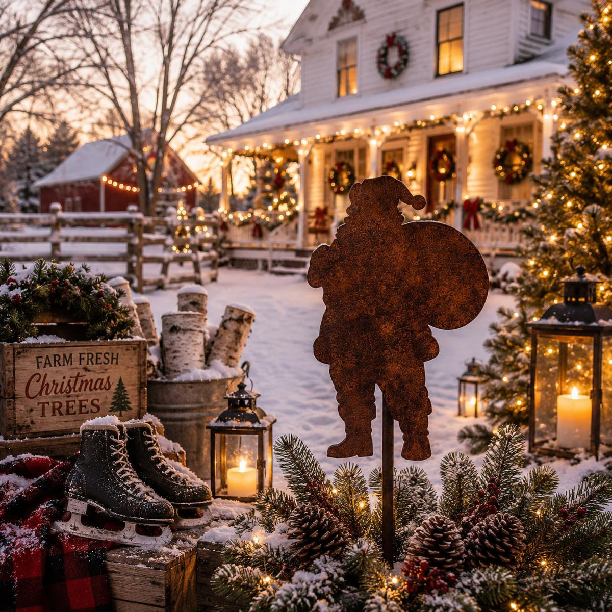Santa Claus Garden Stake | Christmas Garden Decor | Metal Santa Yard Art | Holiday Outdoor Decor | North Pole Garden Stake | Christmas Lands