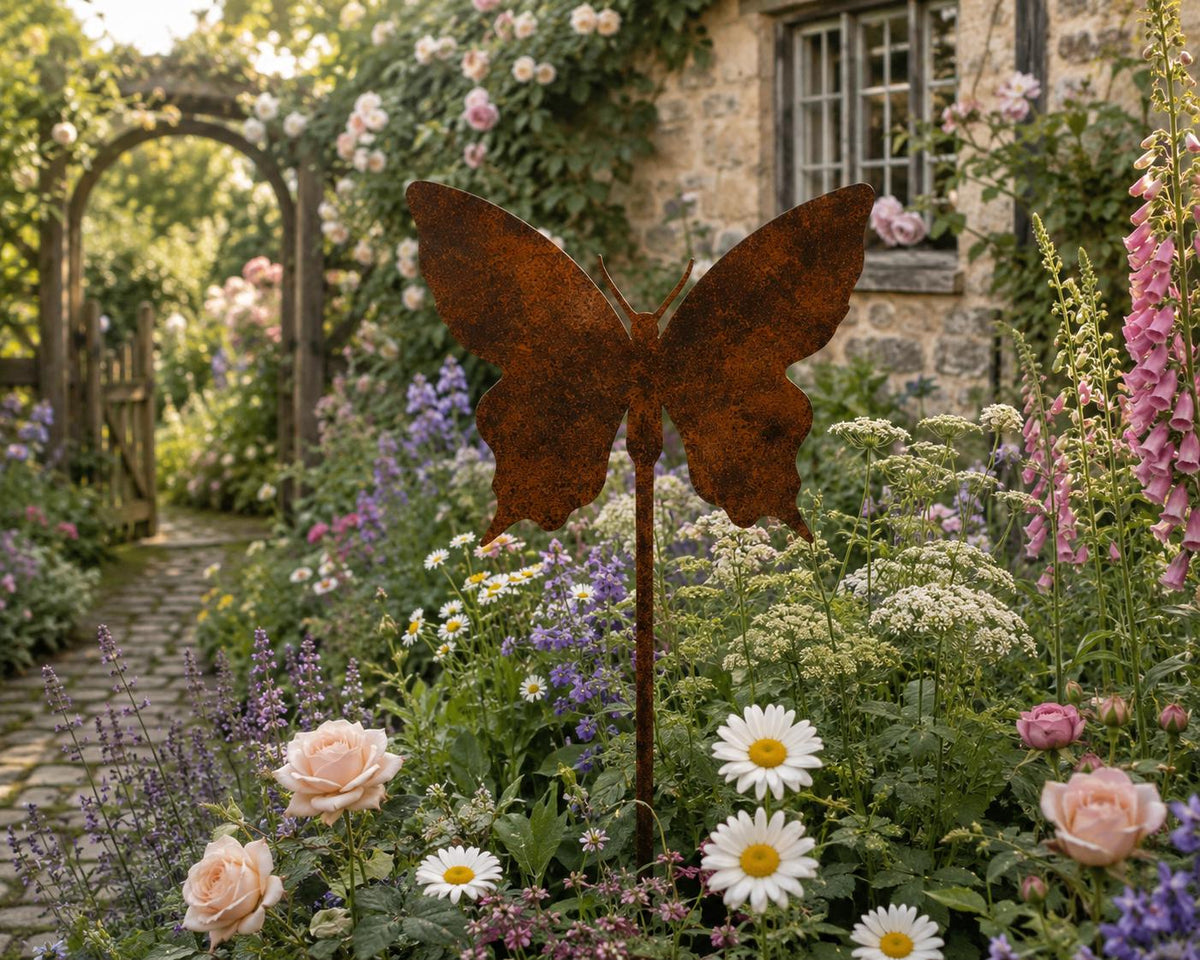 Butterfly Metal Garden Stake | Handmade Steel Garden Art