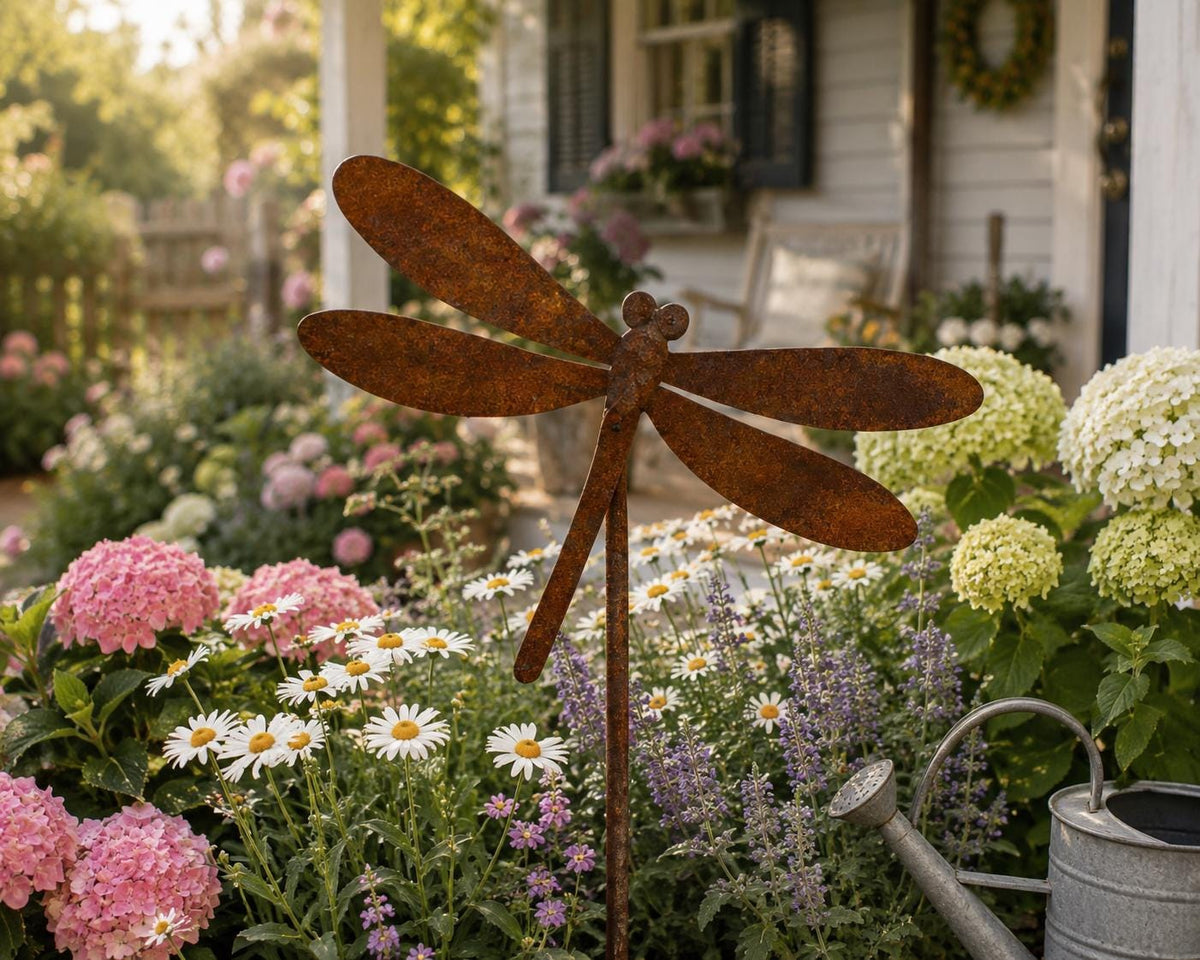 Dragonfly Metal Garden Stake | Handmade Steel Garden Art