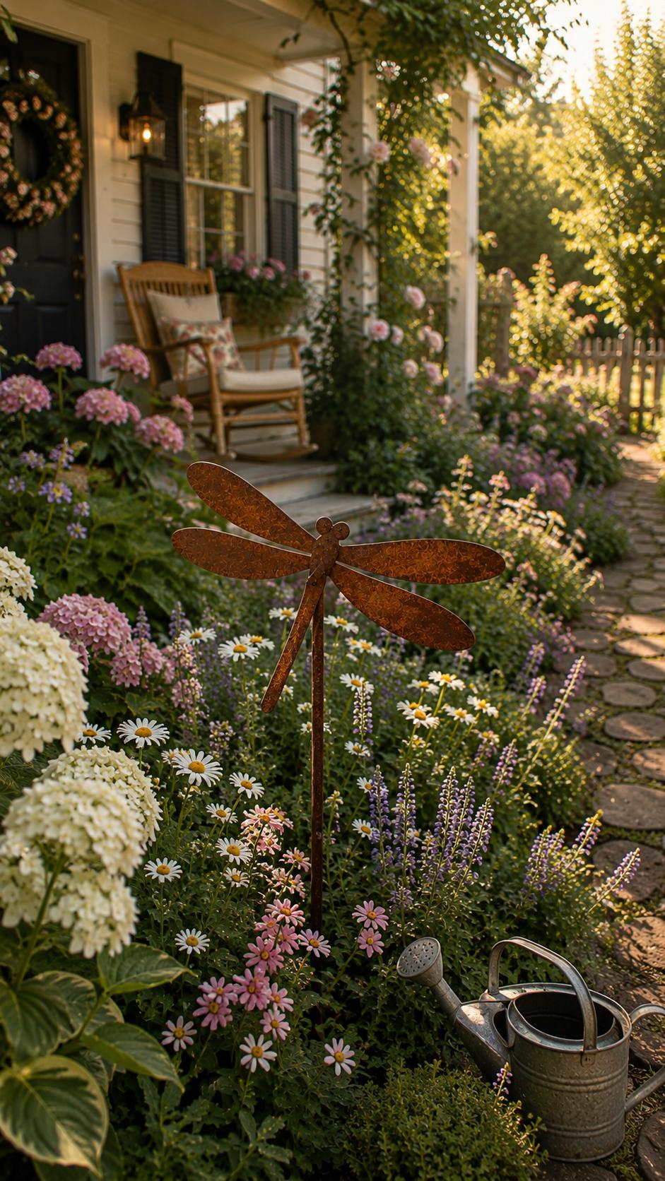 Dragonfly Metal Garden Stake | Handmade Steel Garden Art
