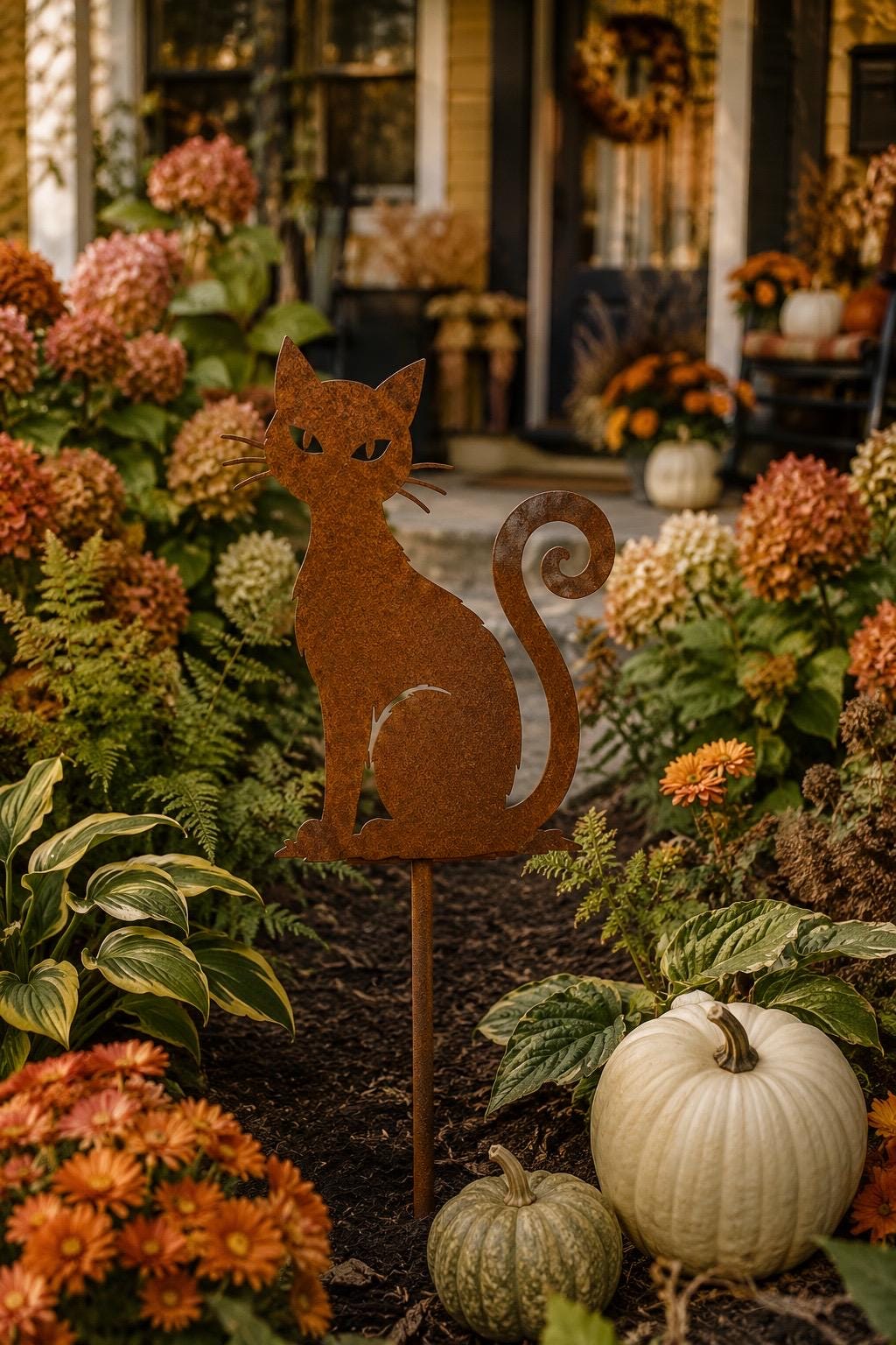 Siamese Cat Garden Stake | Metal Cat Yard Art | Rusted Steel Cat Decor | Whimsical Garden Stake | Cat Lover Gift | Handmade Garden Art