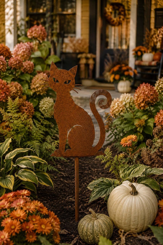 Siamese Cat Garden Stake | Metal Cat Yard Art | Rusted Steel Cat Decor | Whimsical Garden Stake | Cat Lover Gift | Handmade Garden Art