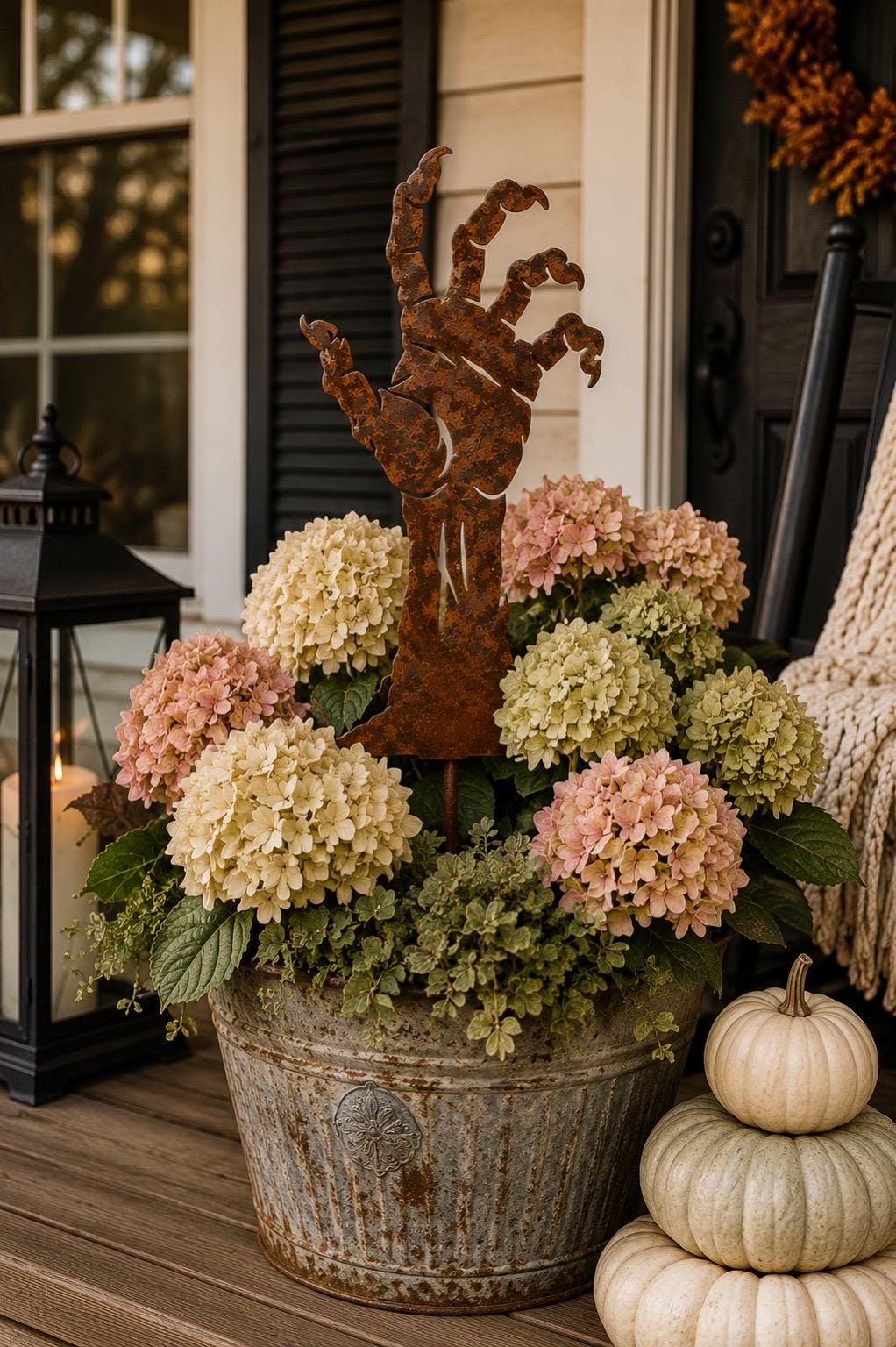 Zombie Hand Garden Stake | Metal Halloween Yard Decor | Creepy Graveyard Garden Art | Rusted Steel Zombie Hand | Spooky Garden Stake