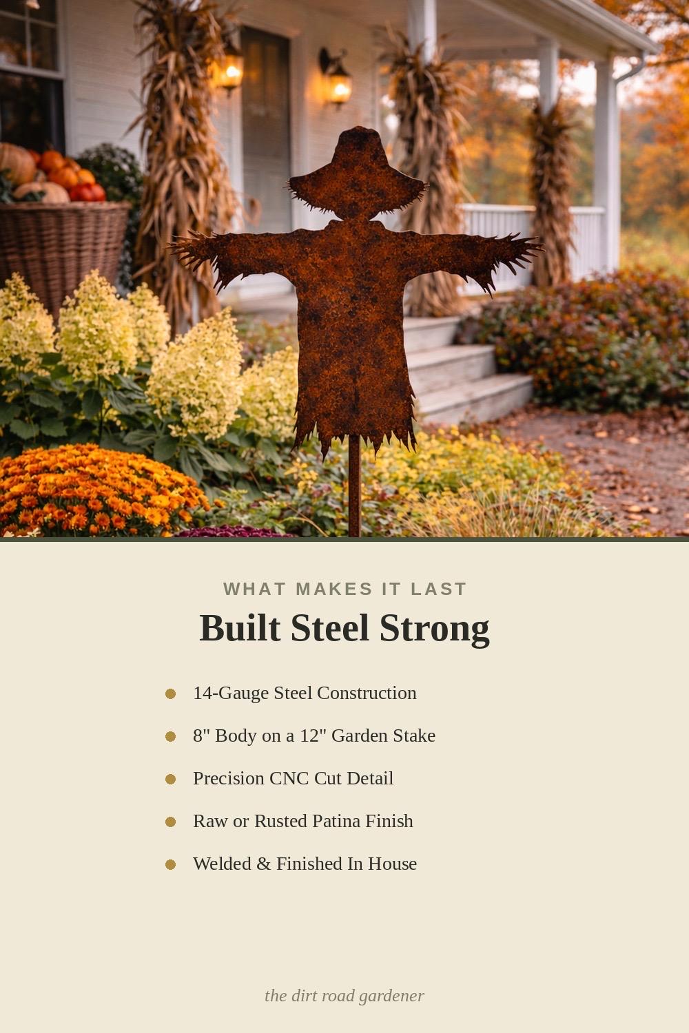 Scarecrow Garden Stake | Fall Garden Decor | Rustic Autumn Yard Art | Harvest Garden Decor | Farmhouse Outdoor Decor | Halloween Garden Stak
