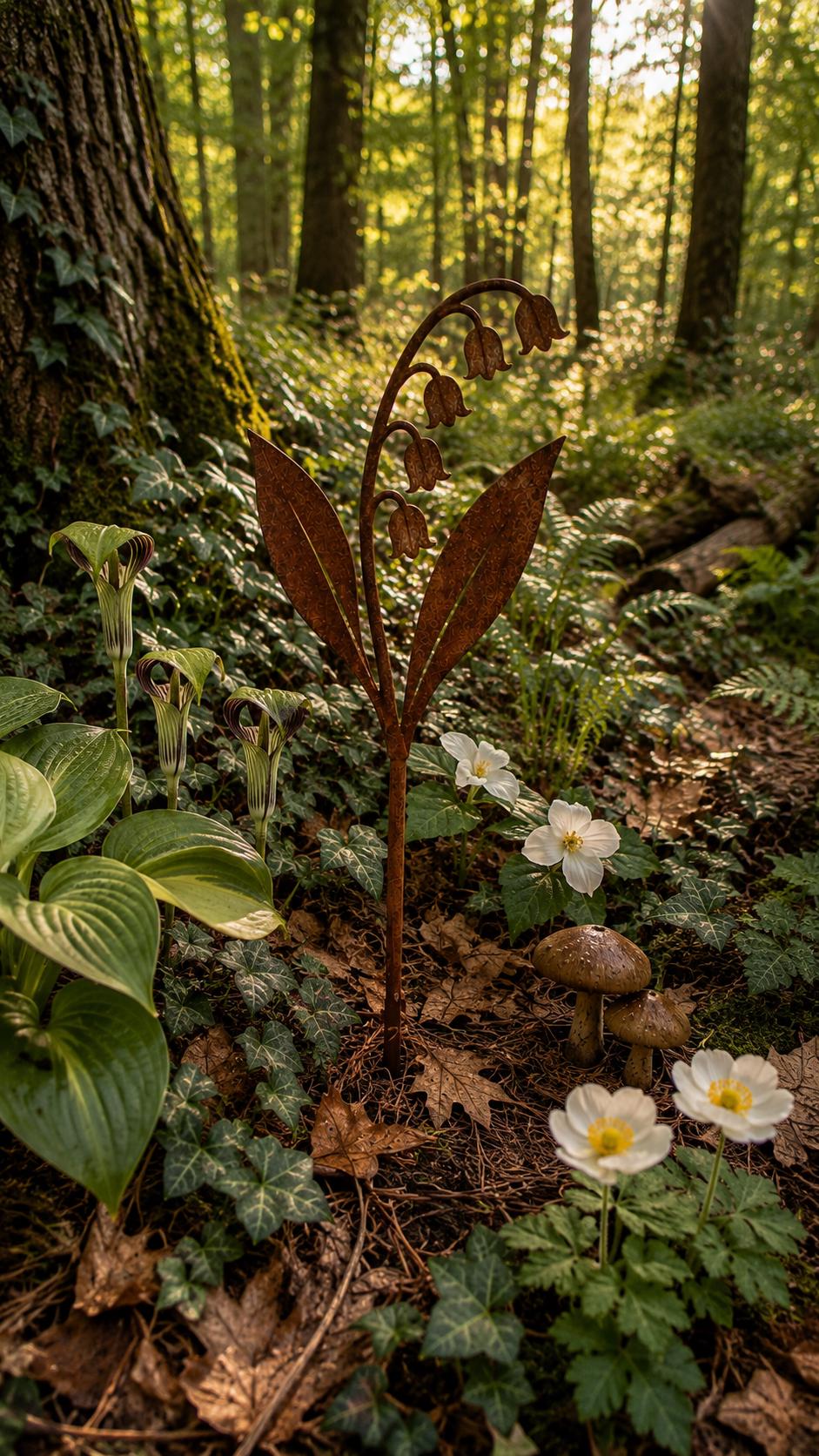 Lily of the Valley Metal Garden Stake | Handmade Steel Garden Art