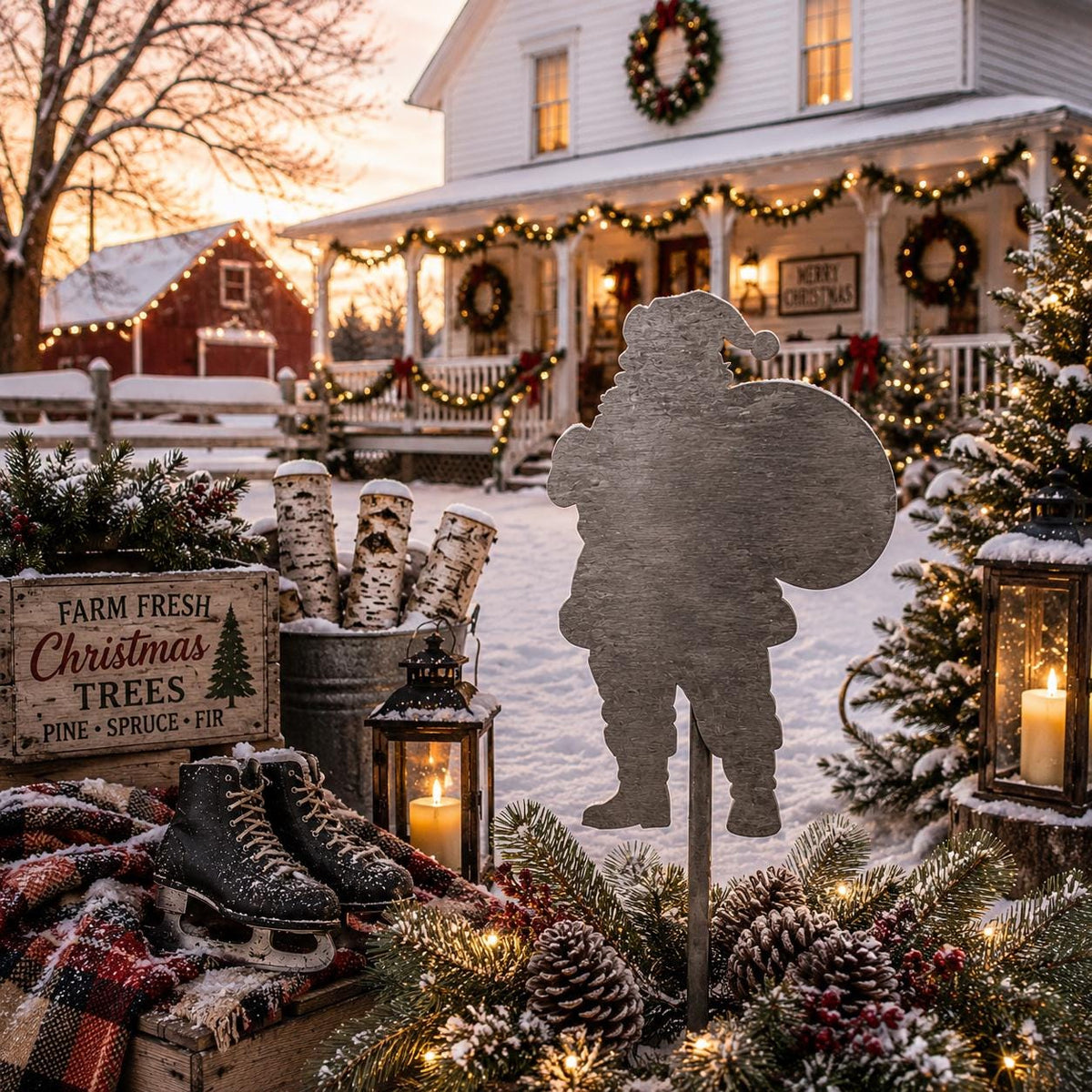 Santa Claus Garden Stake | Christmas Garden Decor | Metal Santa Yard Art | Holiday Outdoor Decor | North Pole Garden Stake | Christmas Lands