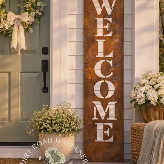 WELCOME Farmhouse Country Cottage Vertical Porch Sign | Porch Leaner